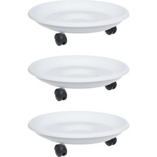 Delixa SO-TT02 Tekerlekli Saksı Tabağı No 2 Beyaz 3 Adet