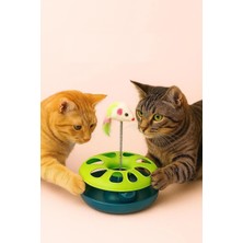 Delixa Çıngarak Toplu Yaylı Fareli Kedi Çember Oyuncağı Eğlence Aksesuarı Kedi Oyun Çemberi Yeşil