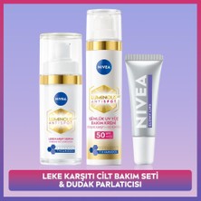 Nivea SPF50 LUMINOUS630 Leke Karşıtı Gündüz Yüz Kremi, Cilt Serumu ve Nemlendirici Dudak Parlatıcısı