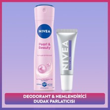 Nivea Kadın Sprey Deodorant Pearl&beauty 150ML ve Glowy Lips Nemlendirici Dudak Parlatıcı, Hyaluronik Asit