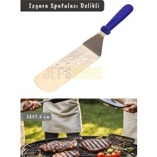 Jet's Home Barbekü Spatulası Paslanmaz Delikli Izgara Spatulası Çelik Hamburger Spatulası 38 cm