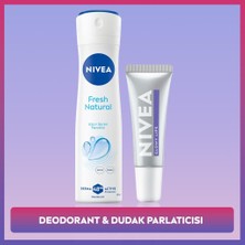 Nivea Kadın Sprey Deodorant Fresh Natural 150ML ve Glowy Lips Nemlendirici Dudak Parlatıcı,hyaluronik Asit