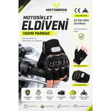 Motobros Motosiklet Eldiveni Motorcu Eldiveni Parmaksız Ce EN-13594 Sertifikalı Yazlık Yarım Avuç Içi Kaydırmaz Korumalı PR120S