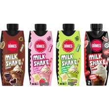 Dimes Milk Shake 310 ml 4 Lü Karma Set - Çikolata - Antep Fıstığı - Kola - Çilek