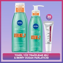 Nivea Derma Skin Clear 7 Günde Sivilce Karşıtı Tonik, Yüz Temizleme Jeli ve Berry Renkli Dudak Parlatıcı