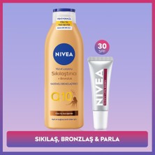 Nivea Q10 Sıkılaştırıcı Bronzluk Vücut Losyonu 250ML ve Berry Renkli Nemlendirici Dudak Parlatıcısı