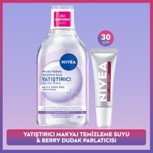 Nivea Yatıştırıcı Micellar Makyaj Temizleme Suyu 400ML ve Glowy Lips Berry Renkli Nemlendirici Dudak Kremi