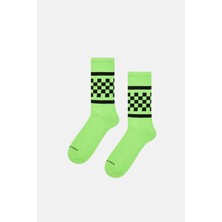 Happy Socks - Yeşil Kare Desenli Çorap