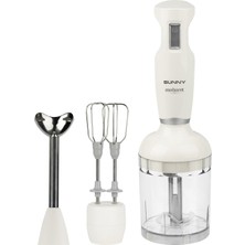Sunny Maharet 3'lü Blender Seti 900W 1000 ml Hazneli Paslanmaz Çelik El Blender Seti Beyaz