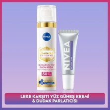 Nivea SPF50 Güneş Koruyucu LUMINOUS630 Leke Karşıtı Yüz Kremi ve Glowy Lips Nemlendirici Dudak Parlatıcısı