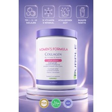 Purple Women's Formula Collagen (Kolajen) 450g - Tip 1-2-3, Bromelain, Hyaluronik Asit, Kolin, 13 Vitamin & 8 Mineral - Aromasız