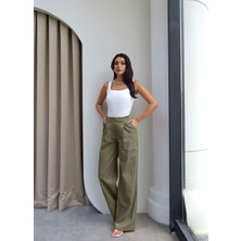 Esra Helvacı Ön Pile Detay Keten Pantolon