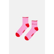 Happy Socks - Pembe Yazılı Çorap