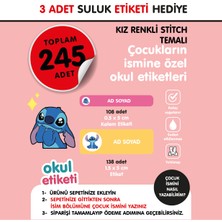 Okul Etiketi Kız Renkli Stıtch Temalı Midi Paket Isme Özel Okul Etiketi / Suluk Etiketi Hediyelidir Stıcker Toplam 245 Adet