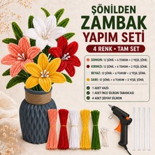 Mutkin Şönilden Zambak Yapım Seti 4 Renk Tam Set Vazo ve Silikon Tabancalı Dıy Çiçek Buketi Hobi Seti