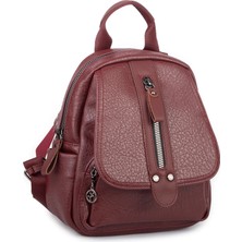 Nas Bag Kadın Sırt Çantası ve Omuz Çantası Dönüştürülebilir Tasarımlı Ürün Bordo Victoria