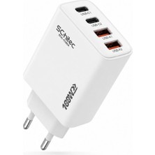 SChitec Süper 100W 4 Çıkışlu 2 Type-C + 2 UsbA QC 3.0 Süper Hızlı Şarj Adaptörü Başlığı