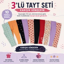 İncili Tekstil Kız Çocuk 3'lü Tayt Seti Karışık Desenli ve Renkli Pamuklu Esnek Günlük Tayt