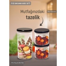 Jet's Home 3’lü Saklama Kabı Seti Erzak Kabı Seti Hava Sızdırmaz Bpa Free