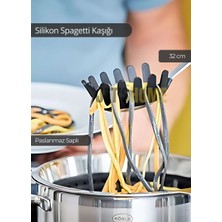 Jet's Home Silikon Spagetti Kaşığı Paslanmaz Çelik Saplı 32 cm