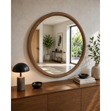 Effe Yapı Dekor Doğal Ahşap Çerçeveli 85X85 cm ( Ceviz ) Dekoratif Ayna