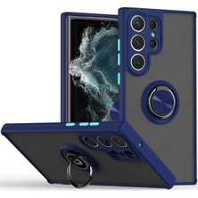 KSB Store Mey Ithalat®  Samsung Galaxy S25 Ultra Kılıf Montreal Yüzüklü Silikon Kapak - Lacivert