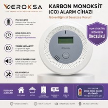 Karbonmonoksit Alarm Cihazı Co Dedektörü LCD Ekranlı Pilli Gaz Alarmı 7 Yıl Pil ve Sensör Ömrü 85 Db