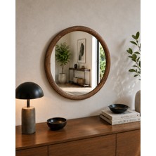 Effe Yapı Dekor Doğal Ahşap Çerçeveli 55X55 cm ( Ceviz ) Dekoratif Ayna