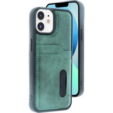 KSB Store Mey Ithalat®  iPhone 11 Kılıf Sara Kartvizitli Deri Kılıf - Koyu Yeşil