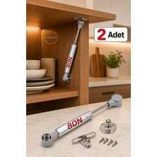 Nublado 2'li Dolap Kapak Amortisörü 80N 20 cm Gri 2 Adet Gazlı Piston Seti Kalkar Kapak Destekleyici Mekanizma Mutfak Dolabı Banyo Dolabı Gardırop ve Mobilya Için