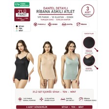 İncili Tekstil Kadın Ribana Pamuklu Dantelli Ip Askılı Atlet 3'lü Set Avantaj Paketi