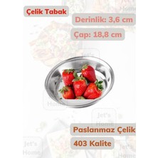 Jet's Home Çelik Tabak 18,8 cm No:3 Paslanmaz Tabak 430 Kalite Çelik