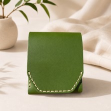 Oakco Leather Oakco Hakiki Deri Erkek Kartlık Cüzdan – El Yapımı Çıtçıtlı Minimal Cüzdan, Yeşil Taba