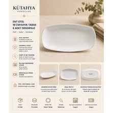 Kütahya Porselen Ent Otel 19 cm Kayık Tabak 6 Adet Dekorsuz
