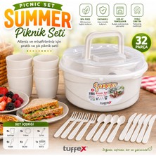 Tuffex 32 Parça Piknik Seti – 6 Kişilik Tabak Bardak Çatal Kaşık Bıçak Seti | Bpa Free, Dayanıklı, Taşınabilir Kutu (26 Cm)