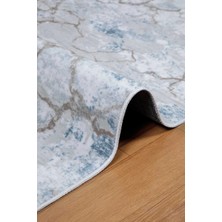 Valery Home Yıkanabilir Kaymaz Tabanlı Kesme Rulo Halı Yolluk Mavi Silvia