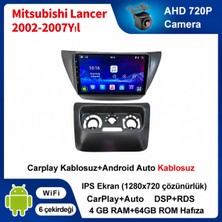SBAID Mitsubishi Lancer 2002-2007 Yıl Uyumlu 4GB Ram 64GB Rom Hafıza Android Kablosuz Carplay Navigasyon Multimedya 9 Inç Ekran Hediye Görüş Kamerası Hediye Çerçevesi 4+64