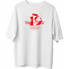 İkales Ikales 19 Mayıs Atatürk Temalı Gençlik ve Spor Bayramı Bisiklet Yaka T-Shirt - Beyaz