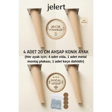 Jelert Konik Masif Gürgen Mobilya Ayağı 20 cm – Metal Montaj Aparatlı, Robot Süpürge Uyumlu Koltuk Kanepe Tv Ünitesi Baza Yükseltme Ayağı (Ham/boyasız) 4'lü
