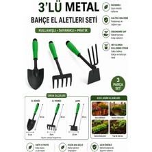 Güzelyüz Avm Metal Hobi Seti 3 Parça Kazma Kürek Çapa Tırmık Seti Bahçe Hobi Işleri Ekim Seti