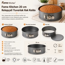 Fame Kitchen 20 cm Kelepçeli Yuvarlak Kek Kalıbı – Yanmaz Yapışmaz, Karbon Çelik, 7 cm Yükseklik