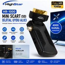 Poke Highstar HR-1000 Mini Scart (Sd) Dijital Uydu Alıcısı 4000 Kanal 24K Altın Uçlu 360° Döner Başlık Merkezi Sistem Uyumlu