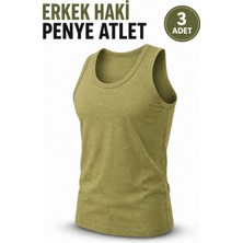 Alıç Penye Asker Atleti Erkek Haki Renk Pamuklu(Seher Yıldızı Yetkili Satıcısı) - Nefes Alan Rahat Kesim Günlük Kullanım Iç Giyim Fanila – 3 Adet