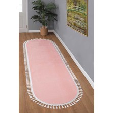Valery Home Vl Oval Comfort Ponpon Saçaklı Peluş Yolluk Halı Pembe