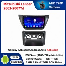 SBAID Mitsubishi Lancer 2002-2007 Yıl Uyumlu 8GB Ram 128GB Rom Hafıza Android Kablosuz Carplay Navigasyon Multimedya 9 Inç Ekran Hediye Görüş Kamerası Hediye Çerçevesi 8+128