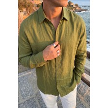 Livio Ferri Jora Premium %100 Pamuk Keten Regular Fit Erkek Gömlek