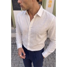 Livio Ferri Adra Premium %100 Pamuk Flamlı Regular Fit Erkek Gömlek