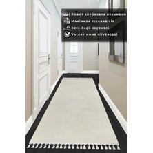 Valery Home Vl Comfort Ponpon Saçaklı Peluş Düz Yolluk Ekru