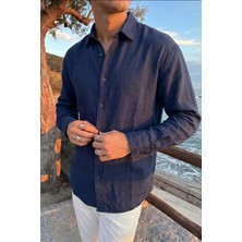 Livio Ferri Jora Premium %100 Pamuk Keten Regular Fit Erkek Gömlek