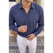 Livio Ferri Adra Premium %100 Pamuk Flamlı Regular Fit Erkek Gömlek